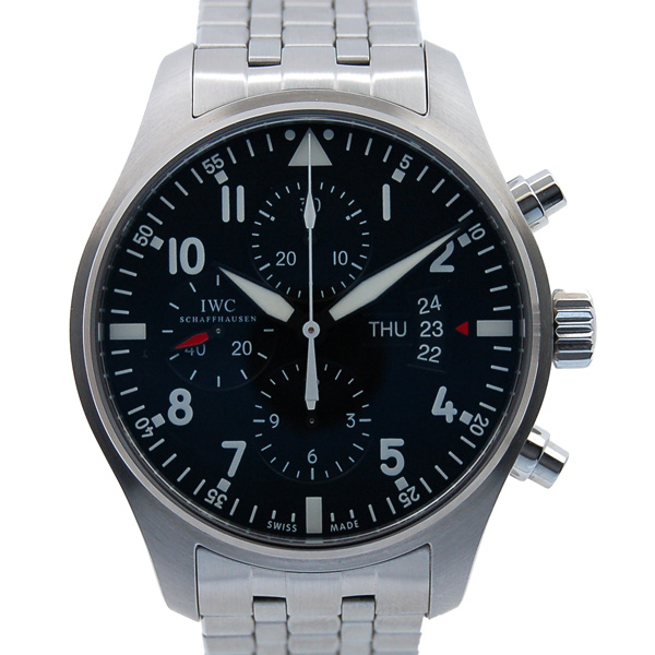 IWC　パイロットウォッチクロノ　IW377704　デイデイト　SS　ブラック　自動巻　USED　中古