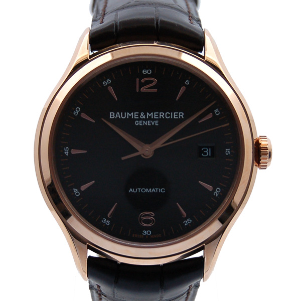 ボーム＆メルシェ　BAUME&MERCIER　クリフトン MOA10059　18KRG　グレー　革　未使用品