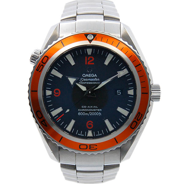 オメガ　OMEGA　シーマスター　プラネットオーシャン　2208.50　SS　45mm　オレンジ　USED　中古