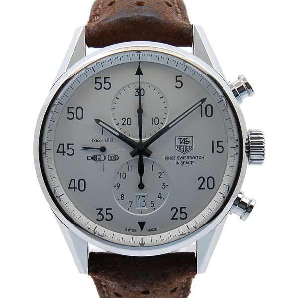 タグホイヤー　TAG HEUER　カレラ1887　クロノグラフ　スペースX　CAR2015.FC6321  SS　シルバー　革　世界限定2012本　USED　中古