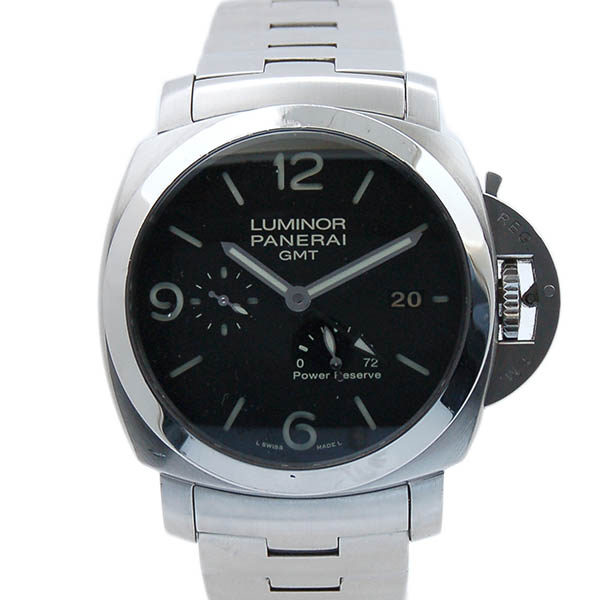 パネライ　PANERAI　ルミノール1950　3デイズ　GMTパワーリザーブ　PAM00347　SS　44mm　ブラック　自動巻　Q番　USED　中古
