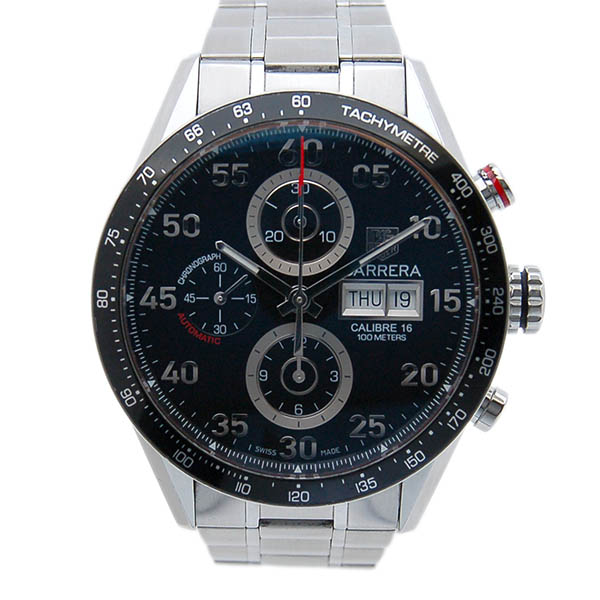 タグホイヤー　TAG HEUER　カレラ　タキメトリック　クロノデイデイト　ブラック　CV2A10.BA0796　自動巻　SS　USED　中古