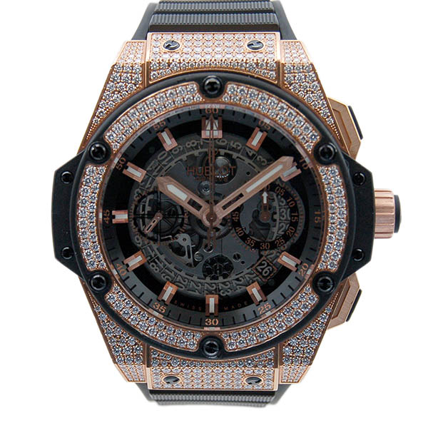 ウブロ　HUBLOT　キングパワー　ウニコ　キングゴールド　701.OX.0180.RX.1704　ベゼル&ラグダイヤ　USED　中古