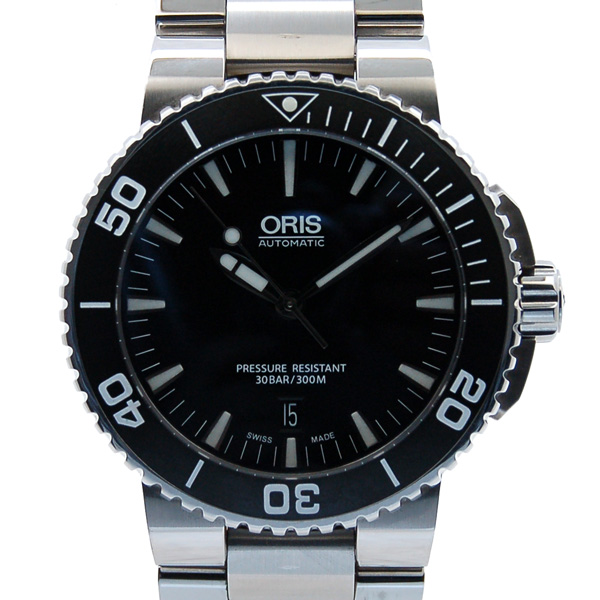 オリス　ORIS　アクイス　デイト　733 7653 4154　SS　ブラック　USED　中古