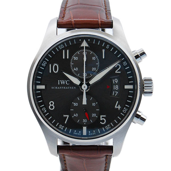 IWC　パイロットウォッチ　スピットファイア　クロノグラフ　IW387802　自動巻　SS　革ベルト　43mm　USED　中古