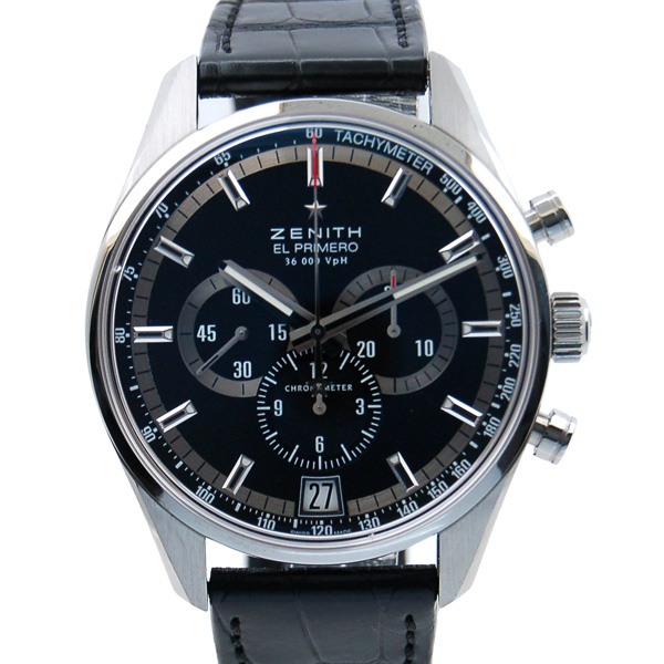 ゼニス　ZENITH　エルプリメロ　36000VPH　03.2040.400/21.C496　SS　ブラック　42mm　革　USED　中古