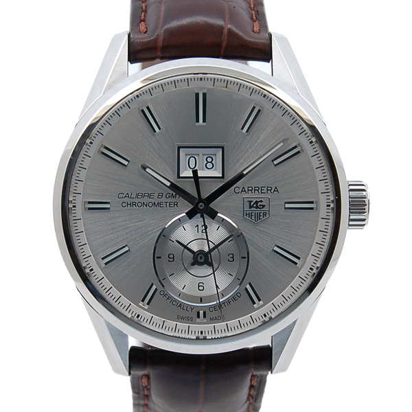 タグホイヤー TAG HEUER カレラ グランドデイト キャリバー8 GMT WAR5011.FC6291 シルバー 革ベルト USED 中古 Zetton(ゼットン) タグホイヤー TAG HEUER カレラ グランドデイト キャリバー8 GMT WAR5011.FC6291 シルバー 革ベルト USED 中古 Zetton(ゼットン)