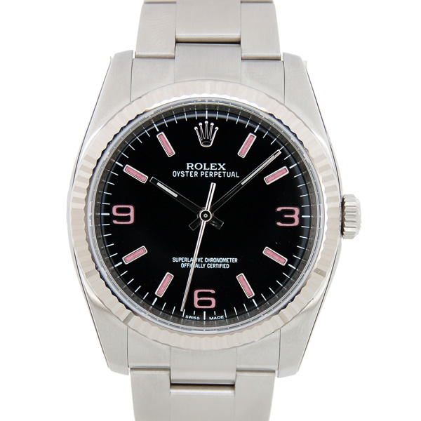 ロレックス　ROLEX　オイスターパーペチュアル　116034　ブラック　ピンクバー369　18KWGベゼル　36mm　未使用