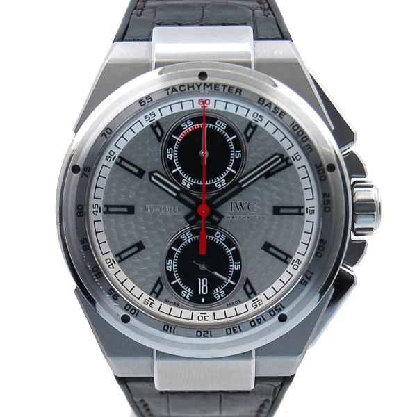 IWC　インジュニアクロノ　ジルバープファイル　IW378505　SS　46mm　シルバー　世界1000本限定　革ベルト　USED　中古