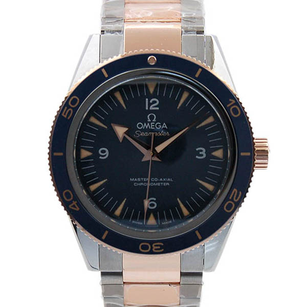 オメガ　OMEGA　シーマスター300　マスターコーアクシャル　233.60.41.21.03.001　18KRG/TI　ブルー　41mm　未使用品