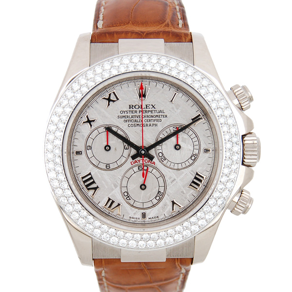 ロレックス　ROLEX　デイトナ　Ref.116589RBR　K18WG　ダイヤベゼル　自動巻き　メテオライト　40mm　革ベルト　USED　中古