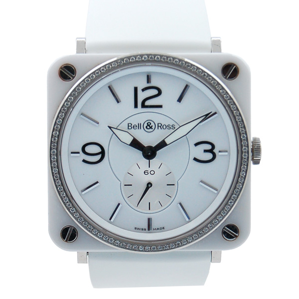 ベル＆ロス　BELL＆ROSS　スクエア　BRS-98-WCS　39mm　ホワイト　セラミック　クォーツ　USED　中古