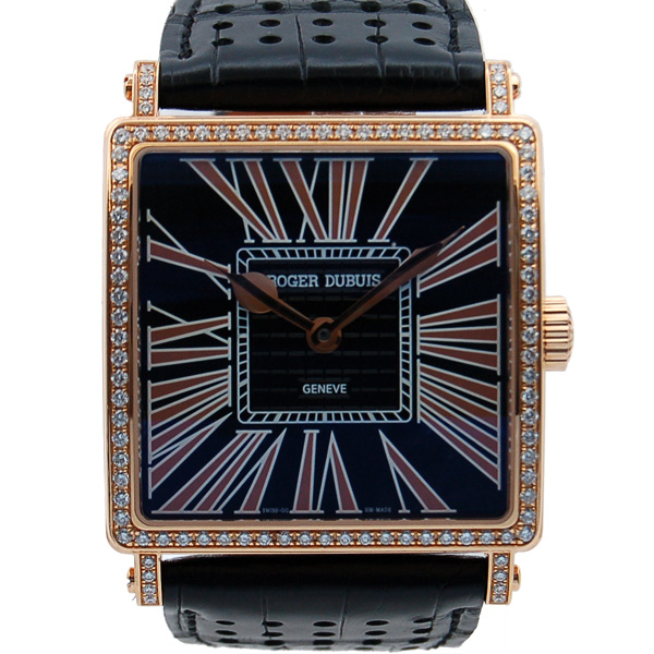 ロジェ・デュブイ　ROGER DUBUIS　ゴールデンスクエア　G40　世界28本限定　18KPG　ベゼルダイヤ　革ベルト　USED　中古