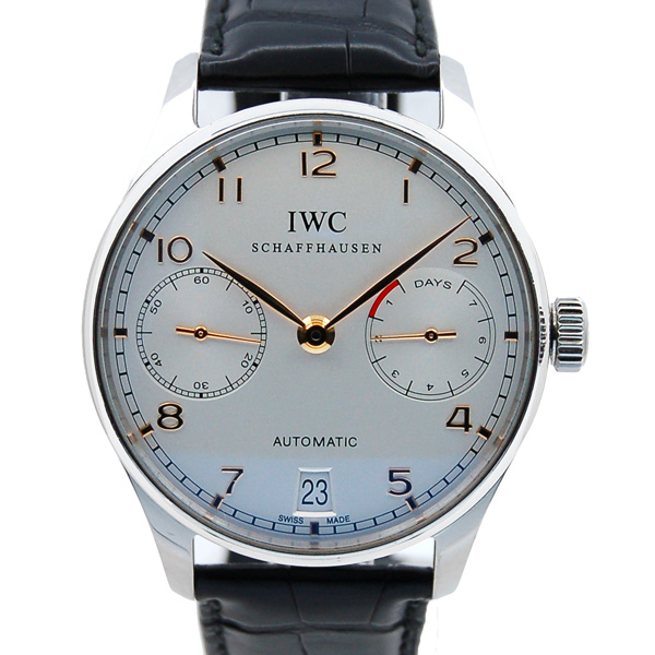 IWC　ポルトギーゼ　オートマティック　7デイズ　IW500114　シルバー　SS　革ベルト　USED　中古