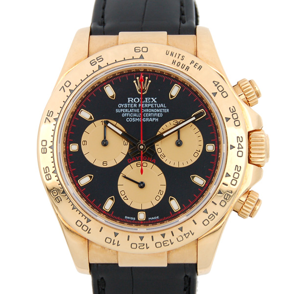 ロレックス　ROLEX　デイトナ　Ref.116518　K18YG　ブラック/シャンパン　自動巻　革ベルト　M番ルーレット　USED　中古