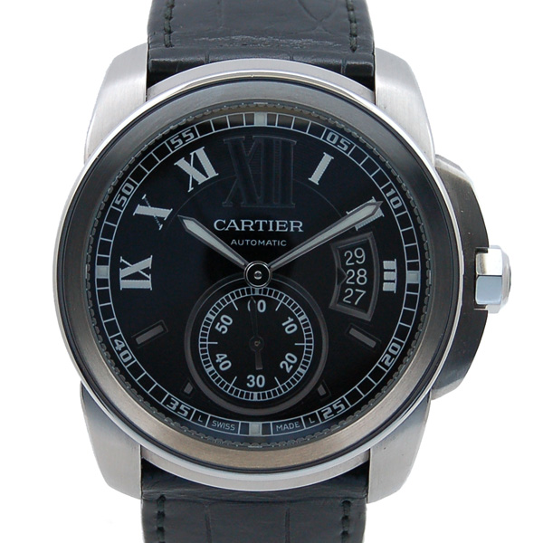 カルティエ　CARTIER　カリブル　ドゥ　カルティエ　W7100014　SS　ブラック　メンズ　自動巻　革ベルト　USED　中古