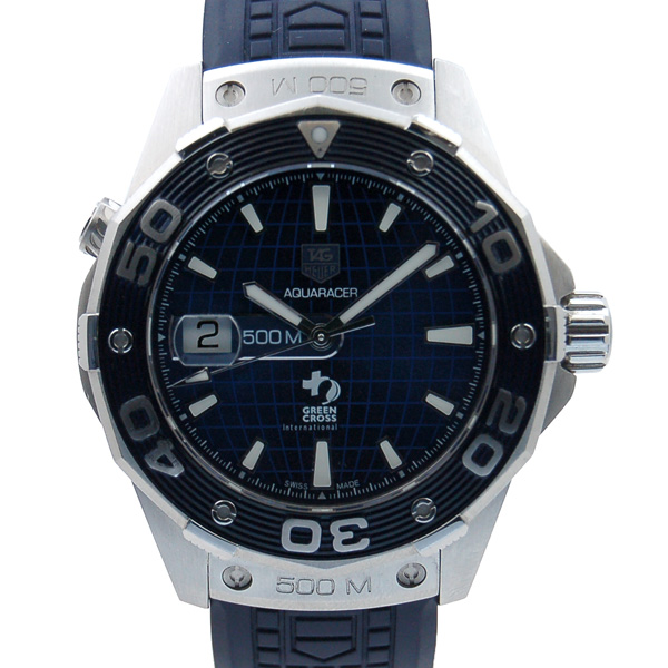 タグホイヤー　TAG HEUER　アクアレーサー　レオナルド・ディカプリオ限定　キャリバー5　WAJ2116.FT6022　ブルー　500m防水　ラバー　世界1600本限定　USED　中古