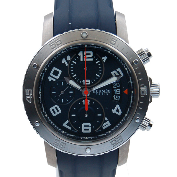 エルメス　HERMES　クリッパークロノ　メカニカルダイバー　CP2.941　ブルー　SS/チタン　USED　中古