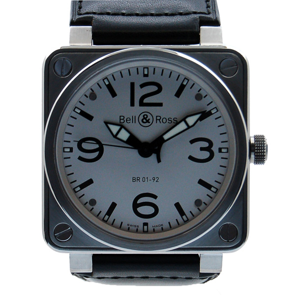 ベル＆ロス　BELL＆ROSS　BR01-92　SS　46mm　シルバー　革ベルト　自動巻　USED　中古