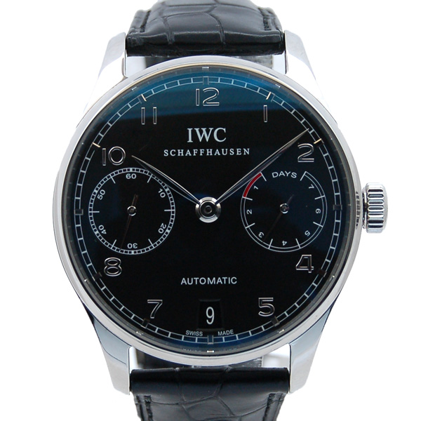 IWC　ポルトギーゼ　オートマティック　7デイズ　IW500109　ブラック　革ベルト　USED　中古