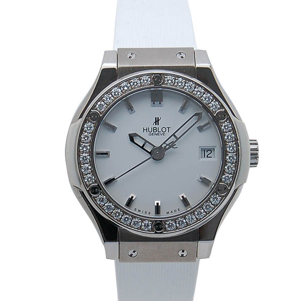 ウブロ　HUBLOT　クラシックフュージョン　チタニウム　ベゼルダイヤ　581.NE.2010.RW.1104　レディース　33mm　クォーツ　USED　中古