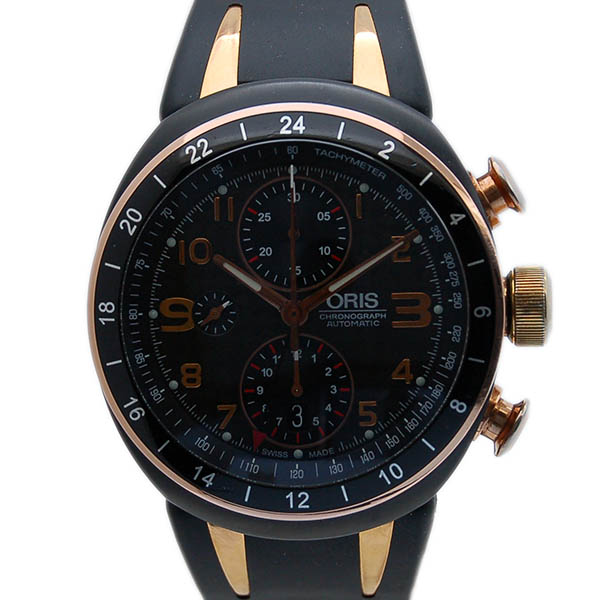 オリス　ORIS　TT3　クロノグラフ　GMT　677 7590 7764R　42.5mm　チタン　ラバーベルト　USED　中古