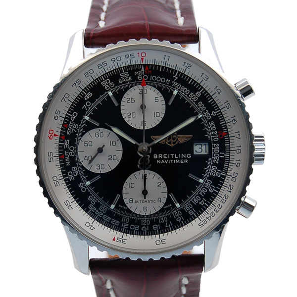 ブライトリング　BREITLING　オールドナビタイマー　A13322　ブラック　革ベルト　USED　中古