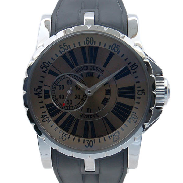 ロジェ・デュブイ　ROGER DUBUIS　エクスカリバー　EX45 77 9 15.7AR　SS　45mm　ブラック　ラバーベルト　USED　中古