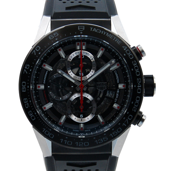 タグホイヤー　TAG HEUER　カレラ　キャリバー　ホイヤー01　ブラック　ラバー　CAR2A1Z.FT6044　USED　中古