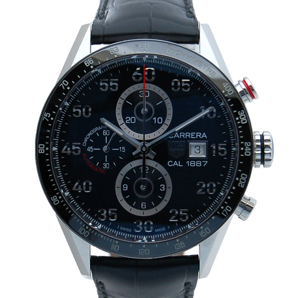 タグホイヤー　TAG HEUER　カレラタキメータークロノ　キャリバー1887　CAR2A10.FC6235　ブラック　SS　革ベルト　43mm　USED　中古