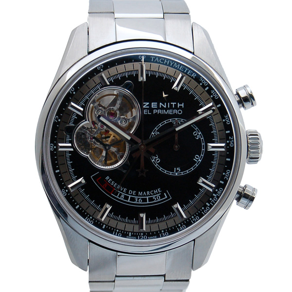 ゼニス　ZENITH　クロノマスターオープン　パワーリザーブ　03.2080.4021/21　SS　42mm　ブラック　USED　中古