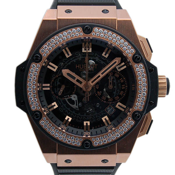 ウブロ　HUBLOT　キングパワー　ウニコ　キングゴールド　701.OX.0180.RX.1104　ダイヤモンド　グレー　USED　中古