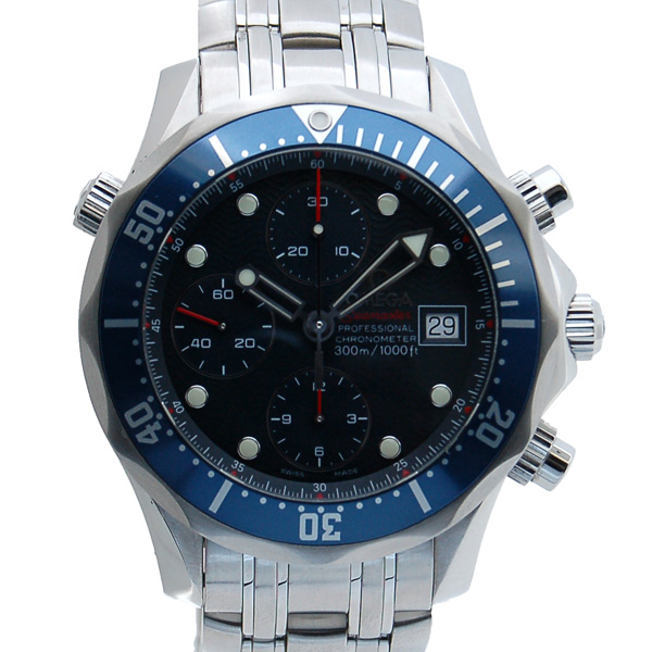 オメガ　OMEGA　シーマスター300　クロノグラフ　2225.80　ブルー　USED　中古