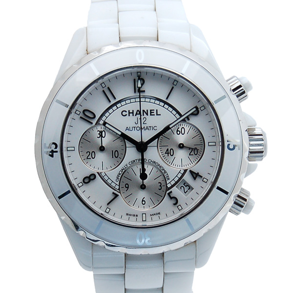 シャネル　CHANEL　J12　クロノグラフ　H1007　ホワイトセラミック　メンズ　41mm　USED　中古
