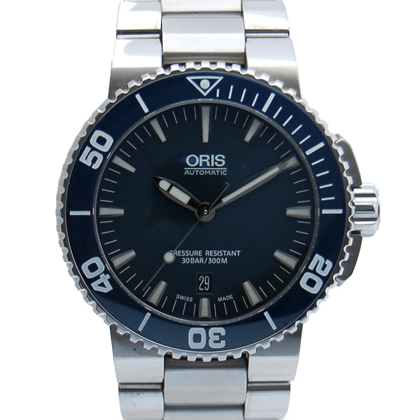 オリス　ORIS　アクイス　デイト　733 7653 4155M　SS　ブルー　USED　中古