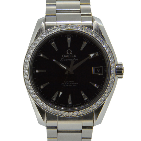 オメガ　OMEGA　シーマスター　アクアテラ　ダイヤベゼル　231.15.39.21.51.001　メンズ　38,5mm　SS　ブラック　USED　中古