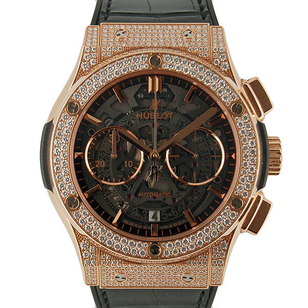 ウブロ　HUBLOT　クラシックフュージョン　アエロ　クロノグラフ　キングゴールド　ダイヤモンド　525.OX.0180.LR.1704　USED　中古