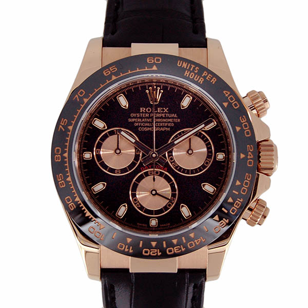 ロレックス　ROLEX　デイトナ　Ref.116515LN　K18PG　セラミックベゼル　40mm　ブラック/ピンク　革ベルト　USED　中古