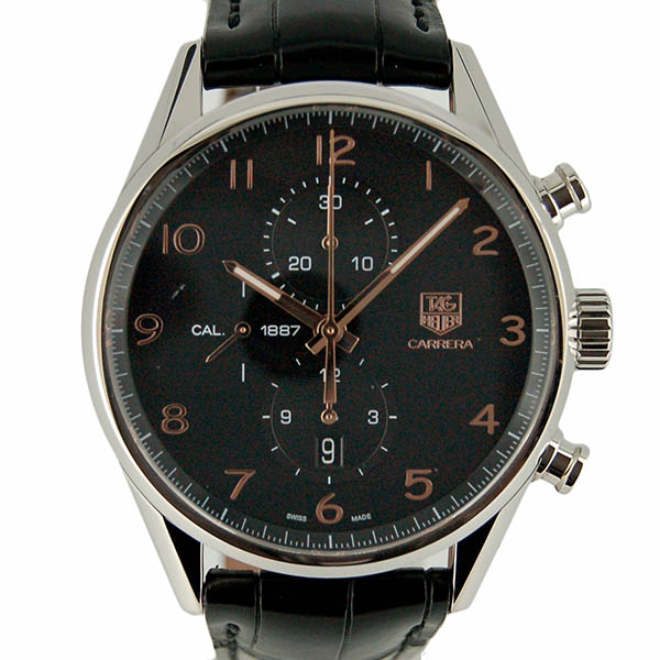 タグホイヤー　TAG HEUER　カレラクロノ　キャリバー1887　CAR2014.FC6235　ブラック　金針　革ベルト　USED　中古