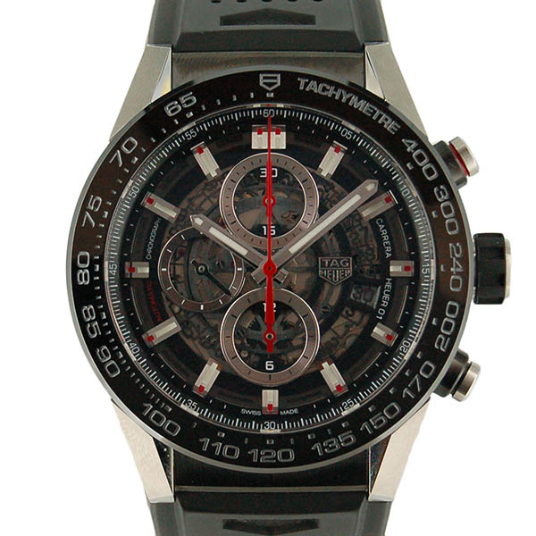 タグホイヤー　TAG HEUER　カレラ　キャリバー　ホイヤー01　ブラック　ラバー　CAR2A1Z.FT6044　USED　中古
