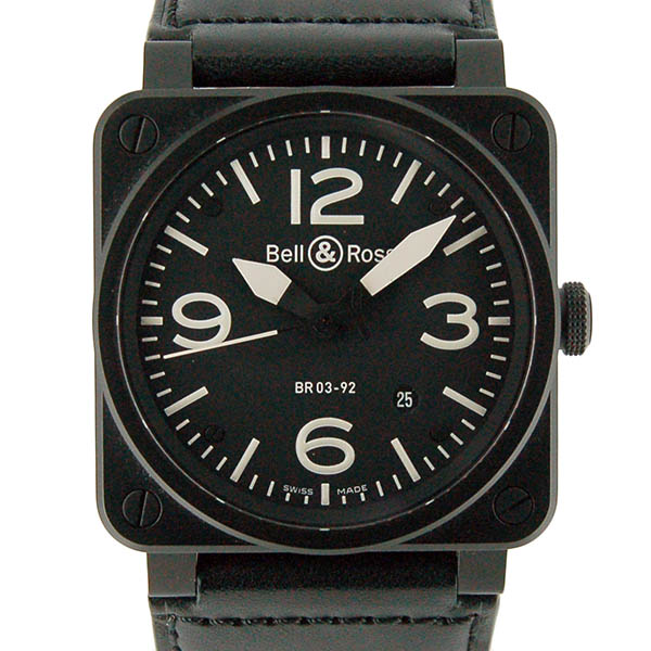 ベル＆ロス　BELL＆ROSS　BR03-92　42mm　PVD　ブラック　革ベルト　USED　中古
