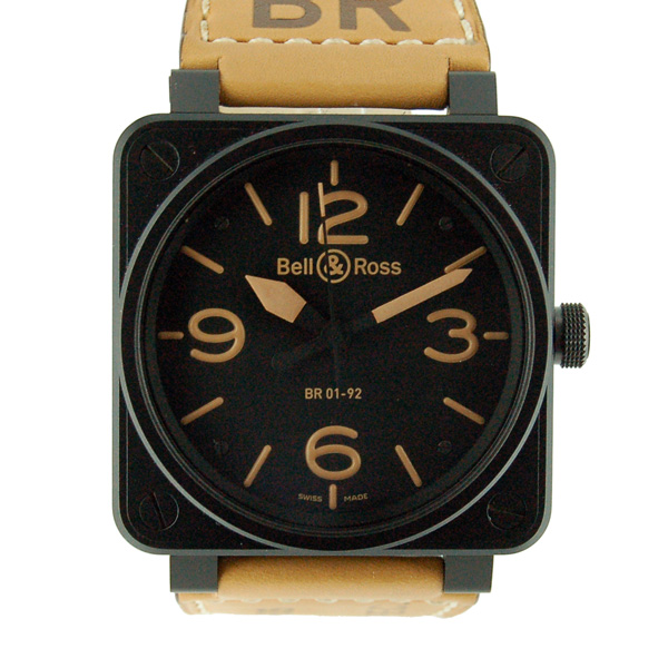 ベル＆ロス　BELL＆ROSS　BR01-92　HERITAGE　ヘリテージ　46mm　PVD　ブラック　革ベルト　USED　中古