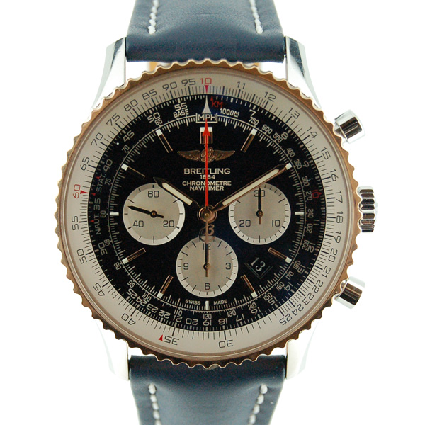 ブライトリング　BREITLING　ナビタイマー01　46mm　レッドゴールドベゼル　U017B18KBD　SS　ブラック　革ベルト　未使用品