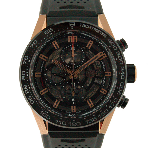 タグホイヤー　TAG HEUER　カレラ　クロノグラフ　キャリバー　ホイヤー01　CAR2A5A.FT6044　ブラック　ラバー　USED　中古