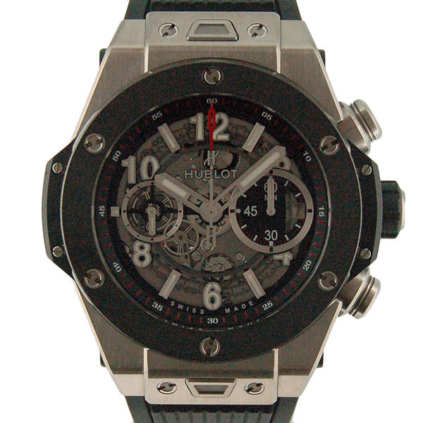 ウブロ　HUBLOT　ビッグバン　ウニコ　チタニウム　セラミック　411.NM.1170.RX　ラバーベルト　USED　中古