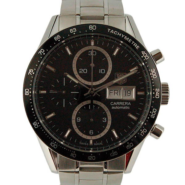 タグホイヤー　TAG HEUER　カレラタキメーター　クロノグラフ　CV201AG.BA0725　SS　ブラック　自動巻　USED　中古