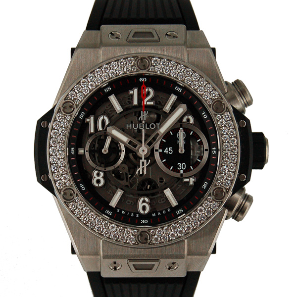 ウブロ　HUBLOT　ビッグバン　ウニコ　チタニウム　ダイヤベゼル　411.NX.1170.RX.1104　45mm　チタン　USED　中古
