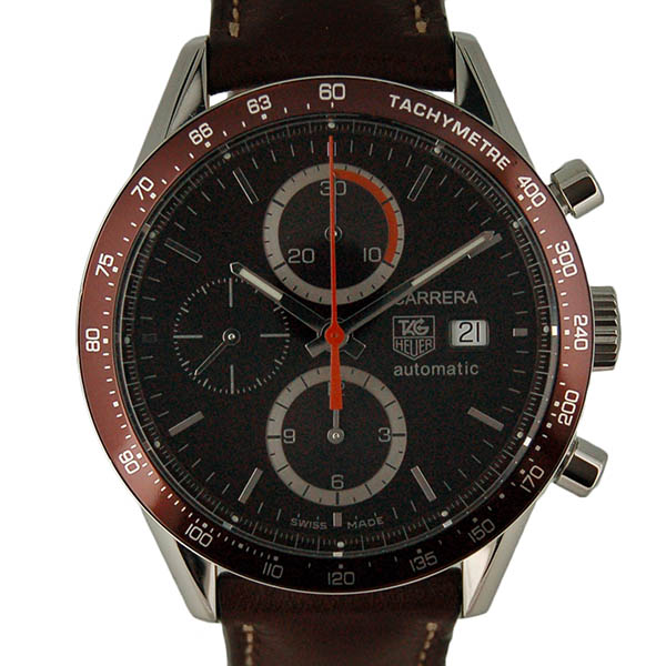 タグホイヤー　TAG HEUER　カレラ　タキメトリック　CV2013.FC6206　自動巻　ブラウン　革ベルト　USED　中古
