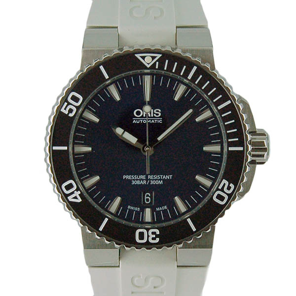 オリス　ORIS　アクイス　デイト　733 7653 4135R　SS　43mm　ブルー　ホワイトラバー　未使用品