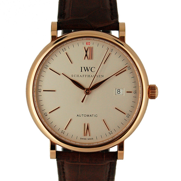 IWC　ポートフィノ　IW356504　レッドゴールド　40mm　シルバー　革ベルト　USED　中古